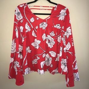 Coral flowy blouse